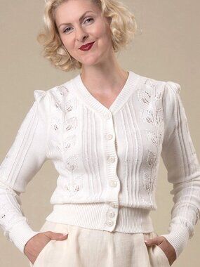 Emmy Design of Sweden 1940s reproduction cotton cardigan "susie q" small